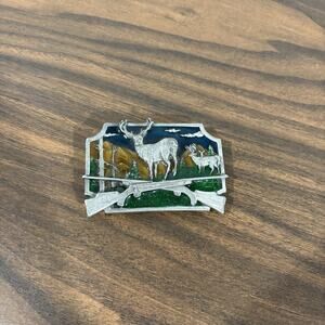 VINTAGE Siskiyou Belt Buckle Hunting Rifle Stag Buck Deer Country Cowboy